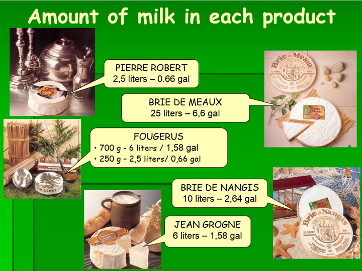 amount of milk in each product
